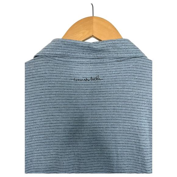 TravisMathew Polo Shirt Mens 2XL Blue Striped Golf Casual Performance Outdoor - Picture 6 of 15